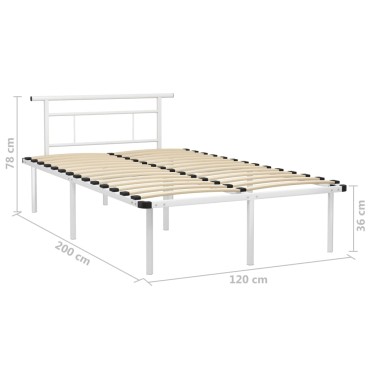 vidaXL Πλαίσιο Κρεβατιού Λευκό 120x200cm Μεταλλικό 1 τεμ. - Μονό