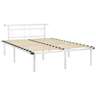 vidaXL Πλαίσιο Κρεβατιού Λευκό 140x200cm Μεταλλικό 1 τεμ. - Διπλό