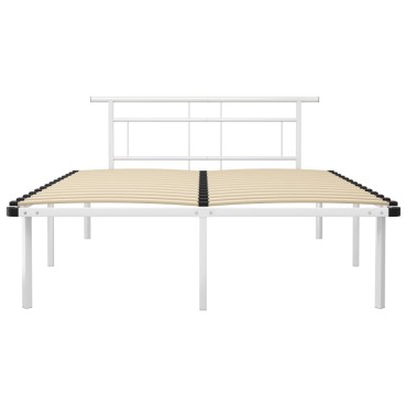 vidaXL Πλαίσιο Κρεβατιού Λευκό 140x200cm Μεταλλικό 1 τεμ. - Διπλό