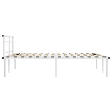 vidaXL Πλαίσιο Κρεβατιού Λευκό 140x200cm Μεταλλικό 1 τεμ. - Διπλό