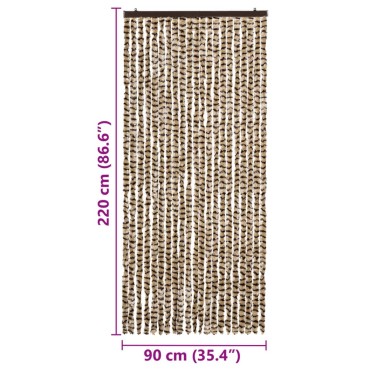vidaXL Σήτα - Κουρτίνα Πόρτας Μπεζ / Καφέ 90 x 220 εκ. από Σενίλ