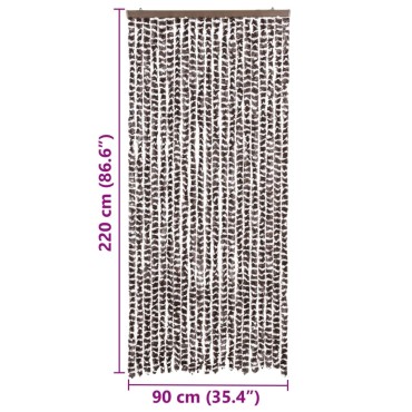 vidaXL Σήτα - Κουρτίνα Πόρτας Καφέ / Μπεζ 90 x 220 εκ. από Σενίλ