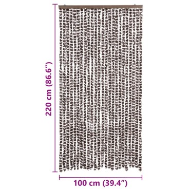 vidaXL Σήτα - Κουρτίνα Πόρτας Καφέ / Λευκό 100 x 220 εκ. από Σενίλ