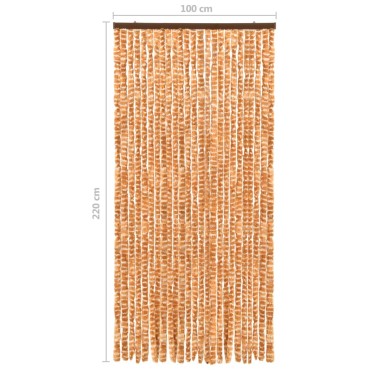 vidaXL Σήτα - Κουρτίνα Πόρτας Ώχρα / Λευκό 100 x 220 εκ. από Σενίλ