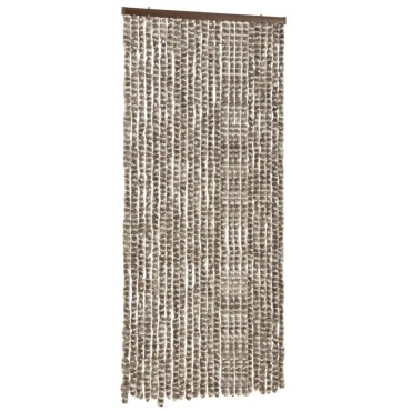 vidaXL Σήτα - Κουρτίνα Πόρτας Taupe / Λευκό 100 x 220 εκ. από Σενίλ