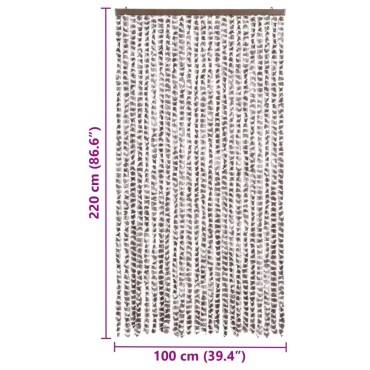 vidaXL Σήτα - Κουρτίνα Πόρτας Taupe / Λευκό 100 x 220 εκ. από Σενίλ