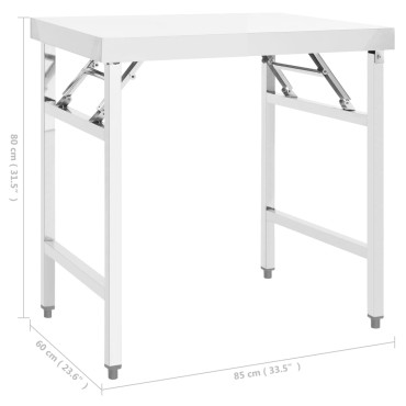 vidaXL Πάγκος Εργασίας Κουζίνας Πτυσσόμενος 85x60x80 εκ. Ανοξ. Ατσάλι