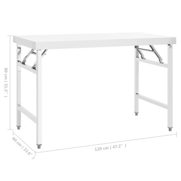vidaXL Πάγκος Εργασίας Κουζίνας Πτυσσόμενος 120x60x80 εκ. Ανοξ. Ατσάλι