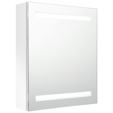 vidaXL Καθρέφτης Μπάνιου με Ντουλάπι & LED Λαμπερό Λευκό 50x14x60cm 1 τεμ.