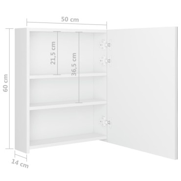 vidaXL Καθρέφτης Μπάνιου με Ντουλάπι & LED Λαμπερό Λευκό 50x14x60cm 1 τεμ.