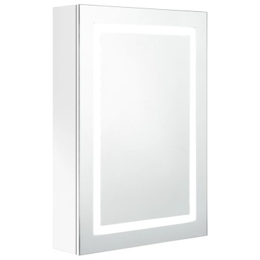 vidaXL Καθρέφτης Μπάνιου με Ντουλάπι & LED Λαμπερό Λευκό 50x13x70cm 1 τεμ.