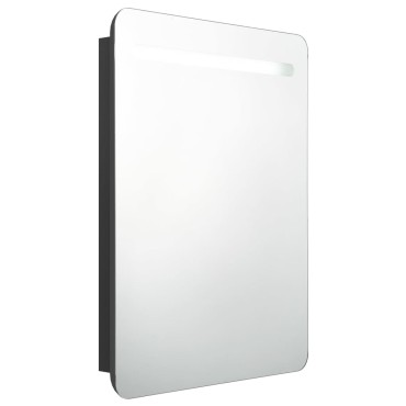 vidaXL Καθρέφτης Μπάνιου με Ντουλάπι / LED Μαύρο 60x11x80cm 1 τεμ.