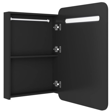 vidaXL Καθρέφτης Μπάνιου με Ντουλάπι / LED Μαύρο 60x11x80cm 1 τεμ.
