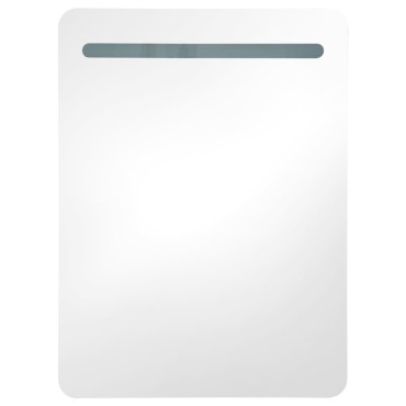vidaXL Ντουλάπι Μπάνιου με Καθρέφτη & LED Γυαλ. Γκρι 60x11x80cm 1 τεμ.