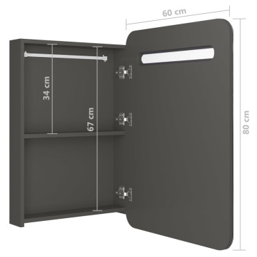 vidaXL Καθρέφτης Μπάνιου με Ντουλάπι / LED Ανθρακί 60x118x60cm 1 τεμ.