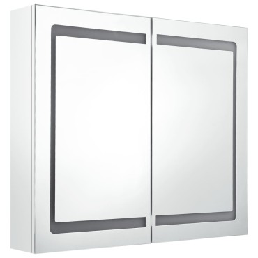 vidaXL Καθρέφτης Μπάνιου με Ντουλάπι & LED Λαμπερό Λευκό 80x12x68cm 1 τεμ.