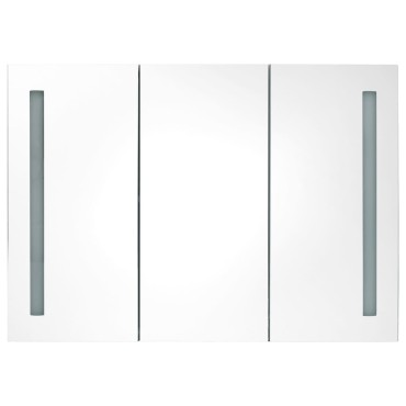 vidaXL Καθρέφτης Μπάνιου με Ντουλάπι & LED Γκρι 89x14x62cm 1 τεμ.