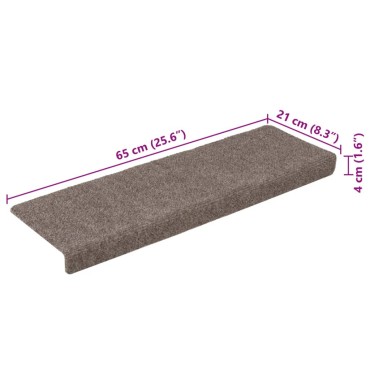 vidaXL Πατάκια Σκάλας 15 τεμ. Κρεμ 65x21x4 εκ. Βελονιασμένο Ύφασμα