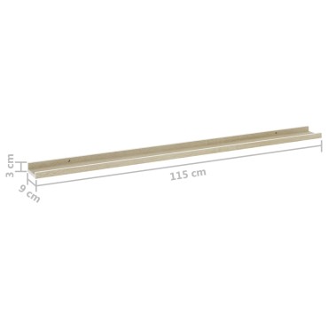 vidaXL Ράφια Τοίχου 2 τεμ. Λευκό και Sonoma Δρυς 115x9x3cm