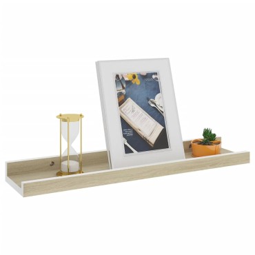 vidaXL Ράφια Τοίχου 4 τεμ. Λευκό και Sonoma Δρυς 40x9x3cm