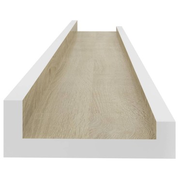 vidaXL Ράφια Τοίχου 4 τεμ. Λευκό και Sonoma Δρυς 60x9x3cm