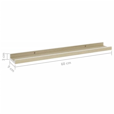 vidaXL Ράφια Τοίχου 4 τεμ. Λευκό και Sonoma Δρυς 60x9x3cm