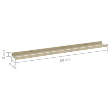 vidaXL Ράφια Τοίχου 4 τεμ. Λευκό και Sonoma Δρυς 80x9x3cm