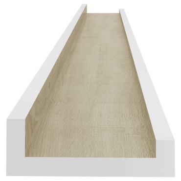 vidaXL Ράφια Τοίχου 4 τεμ. Λευκό και Sonoma Δρυς 100x9x3cm