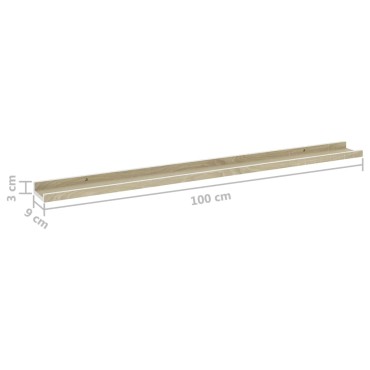 vidaXL Ράφια Τοίχου 4 τεμ. Λευκό και Sonoma Δρυς 100x9x3cm