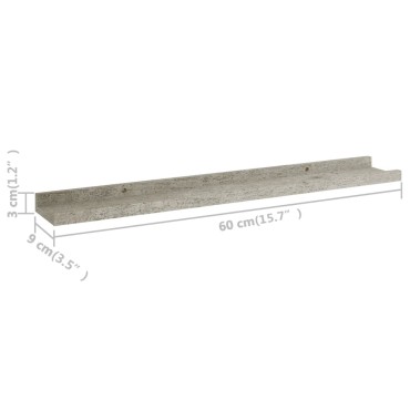 vidaXL Ράφια Τοίχου 2 τεμ. Γκρι Σκυροδέματος 60x9x3cm