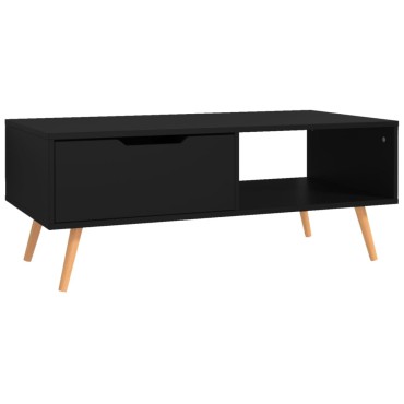 vidaXL Τραπεζάκι Σαλονιού Μαύρο 100x49,5x43cm από Επεξ. Ξύλο 1 τεμ.
