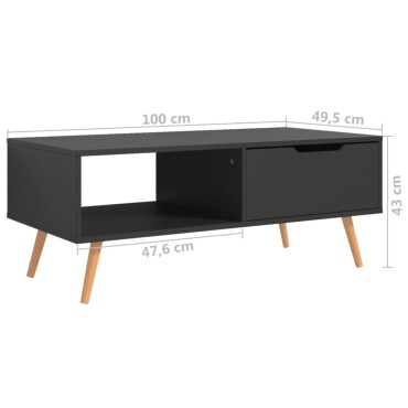 vidaXL Τραπεζάκι Σαλονιού Γκρι 100x49,5x43cm από Επεξ. Ξύλο 1 τεμ.