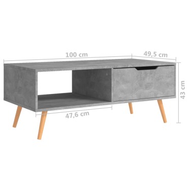 vidaXL Τραπεζάκι Σαλονιού Γκρι Σκυρ. 100x49,5x43cm από Επεξ. Ξύλο 1 τεμ.