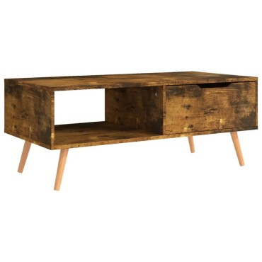 vidaXL Τραπεζάκι Σαλονιού Καπνιστή Δρυς 100x49,5x43cm Επεξεργ. Ξύλο 1 τεμ.
