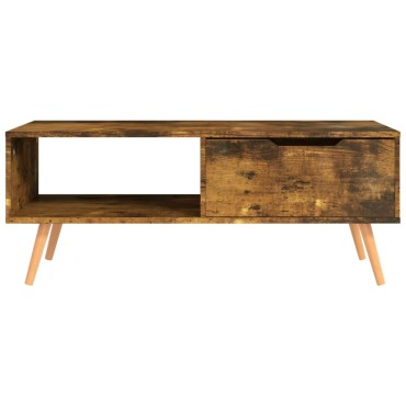 vidaXL Τραπεζάκι Σαλονιού Καπνιστή Δρυς 100x49,5x43cm Επεξεργ. Ξύλο 1 τεμ.