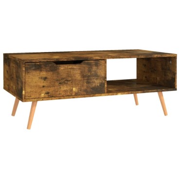 vidaXL Τραπεζάκι Σαλονιού Καπνιστή Δρυς 100x49,5x43cm Επεξεργ. Ξύλο 1 τεμ.