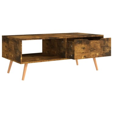 vidaXL Τραπεζάκι Σαλονιού Καπνιστή Δρυς 100x49,5x43cm Επεξεργ. Ξύλο 1 τεμ.
