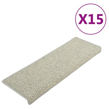 vidaXL Πατάκια Σκάλας Αυτοκόλλητα 15τεμ. Όψη Σιζάλ Πρ. 65x21x4εκ.