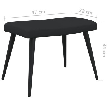 vidaXL Πολυθρόνα Relax Μαύρη Υφασμάτινη με Σκαμπό 61x70x96,5cm 1 τεμ.
