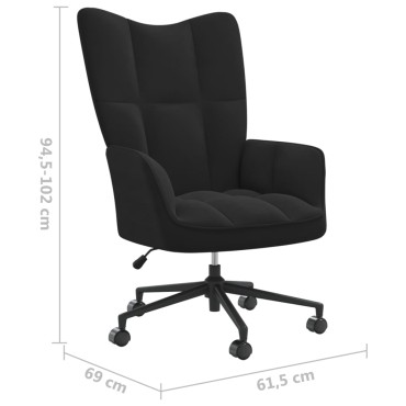 vidaXL Πολυθρόνα Relax Μαύρη Βελούδινη 61,5x69x(94,5-102)cm 1 τεμ.