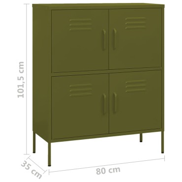 vidaXL Ντουλάπι Αποθήκευσης Πράσινο Λαδί 80x35x101,5cm από Ατσάλι 1 τεμ.