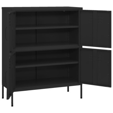 vidaXL Ντουλάπι Αποθήκευσης Μαύρο 80x35x101,5cm από Ατσάλι 1 τεμ.