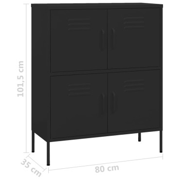 vidaXL Ντουλάπι Αποθήκευσης Μαύρο 80x35x101,5cm από Ατσάλι 1 τεμ.