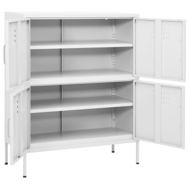 vidaXL Ντουλάπι Αποθήκευσης Λευκό 80x35x101,5cm από Ατσάλι 1 τεμ.