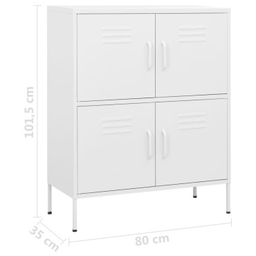 vidaXL Ντουλάπι Αποθήκευσης Λευκό 80x35x101,5cm από Ατσάλι 1 τεμ.