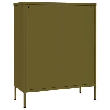 vidaXL Συρταριέρα Πράσινο Λαδί 80x35x101,5cm από Ατσάλι 1 τεμ.