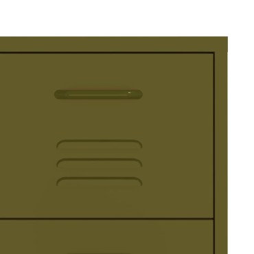 vidaXL Συρταριέρα Πράσινο Λαδί 80x35x101,5cm από Ατσάλι 1 τεμ.