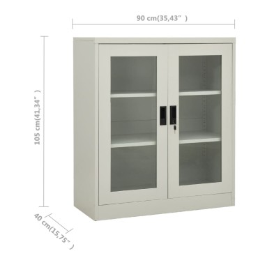 vidaXL Ντουλάπα Γραφείου 90x40x105cm Ανοιχτό Γκρι Ατσάλινη 1 τεμ.
