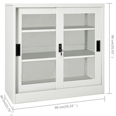 vidaXL Ντουλάπι με Συρόμενη Πόρτα Ανοιχτό Γκρι 90x40x90cm Ατσάλινο 1 τεμ.