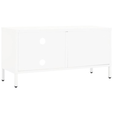 vidaXL Έπιπλο Τηλεόρασης Λευκό 90x30x44cm από Ατσάλι και Γυαλί